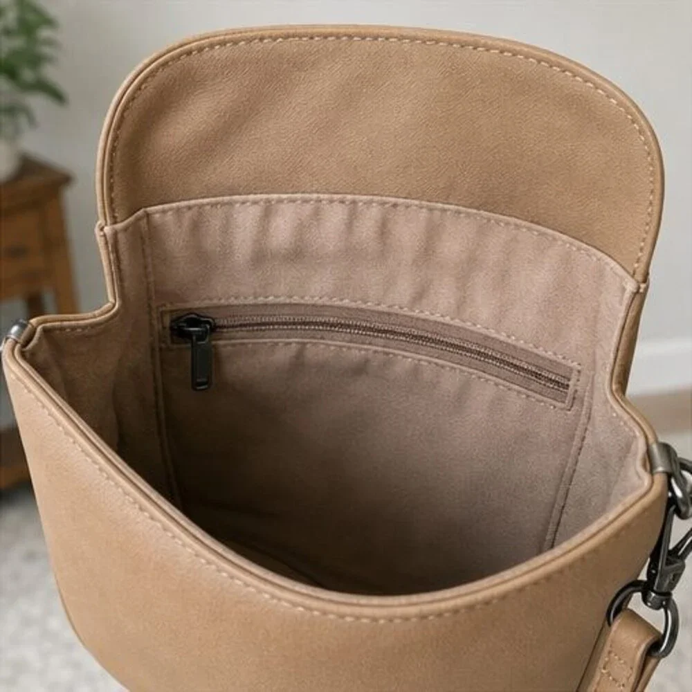 Cognac Pebbled Crossbody Bag